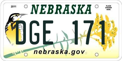 NE license plate DGE171
