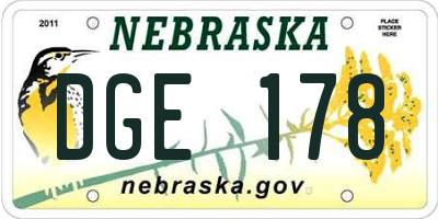 NE license plate DGE178