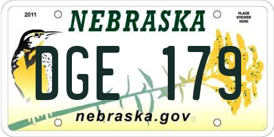 NE license plate DGE179