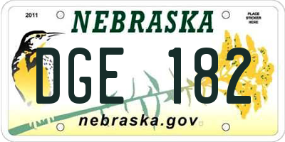 NE license plate DGE182