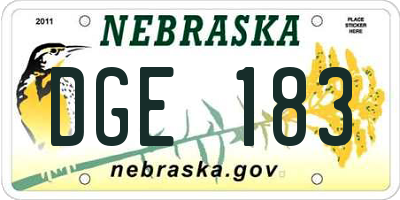 NE license plate DGE183