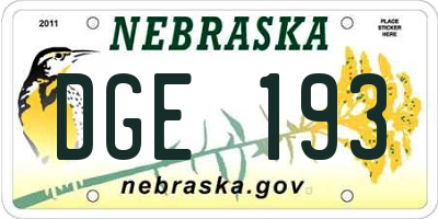 NE license plate DGE193