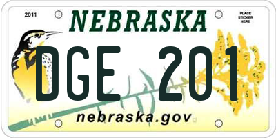 NE license plate DGE201