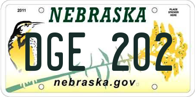 NE license plate DGE202