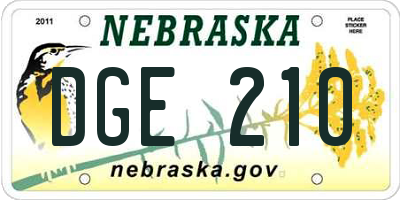 NE license plate DGE210