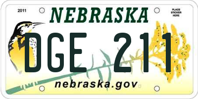 NE license plate DGE211
