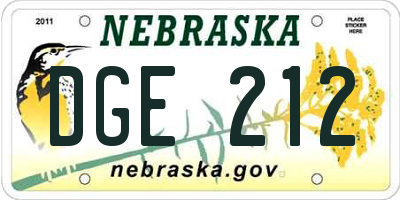 NE license plate DGE212