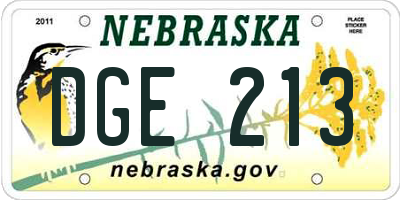 NE license plate DGE213