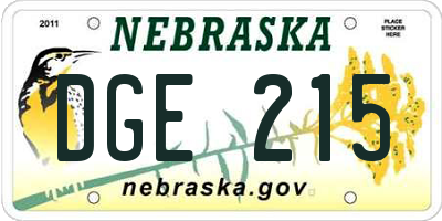 NE license plate DGE215