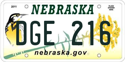 NE license plate DGE216