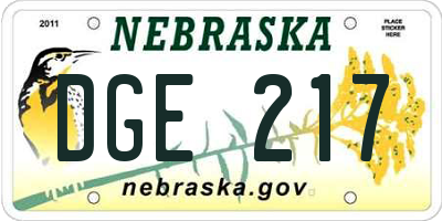 NE license plate DGE217