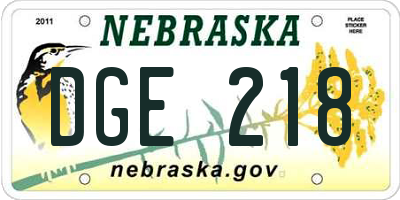 NE license plate DGE218