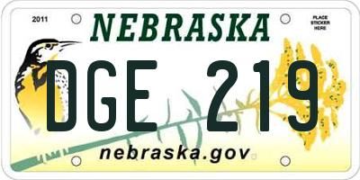 NE license plate DGE219
