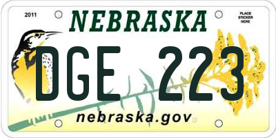 NE license plate DGE223