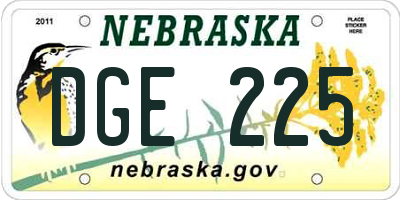 NE license plate DGE225