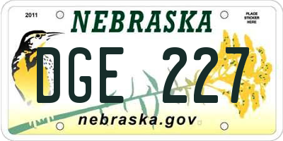 NE license plate DGE227