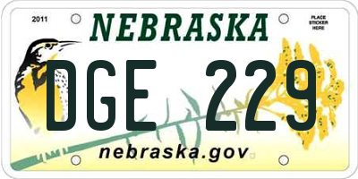 NE license plate DGE229