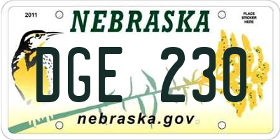 NE license plate DGE230