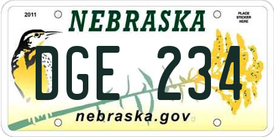NE license plate DGE234