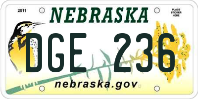 NE license plate DGE236