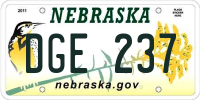 NE license plate DGE237