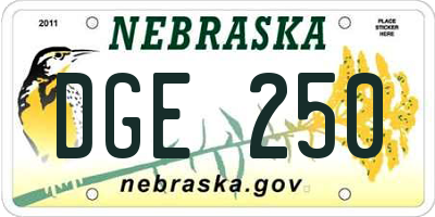 NE license plate DGE250