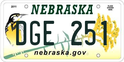 NE license plate DGE251