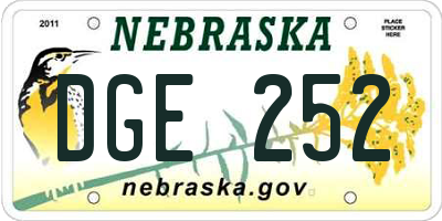 NE license plate DGE252
