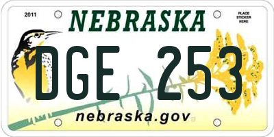 NE license plate DGE253