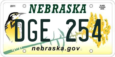 NE license plate DGE254