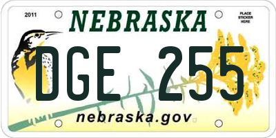 NE license plate DGE255