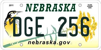 NE license plate DGE256