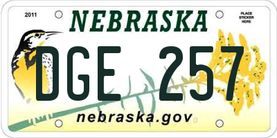 NE license plate DGE257