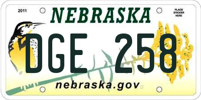 NE license plate DGE258
