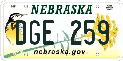 NE license plate DGE259