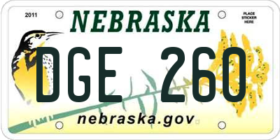 NE license plate DGE260