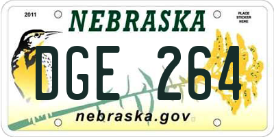 NE license plate DGE264