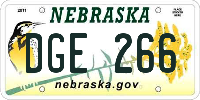 NE license plate DGE266
