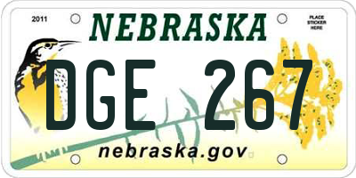 NE license plate DGE267