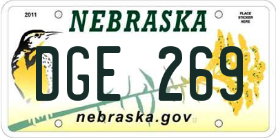 NE license plate DGE269