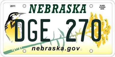 NE license plate DGE270
