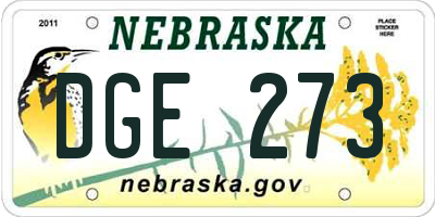 NE license plate DGE273