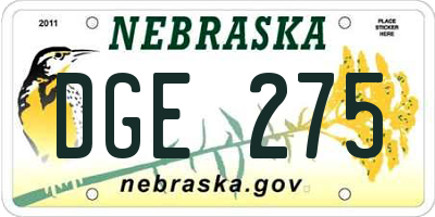 NE license plate DGE275