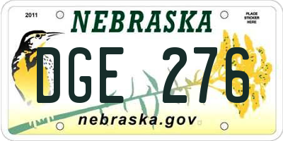 NE license plate DGE276