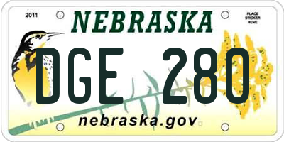 NE license plate DGE280