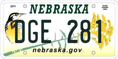 NE license plate DGE281