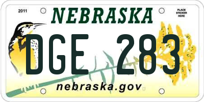NE license plate DGE283