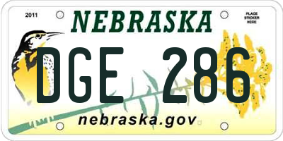 NE license plate DGE286