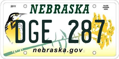 NE license plate DGE287