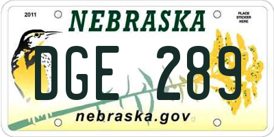 NE license plate DGE289